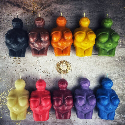 Beeswax Goddess of Willendorf Spell Candle - Feminine Power &amp; Fertility Magic