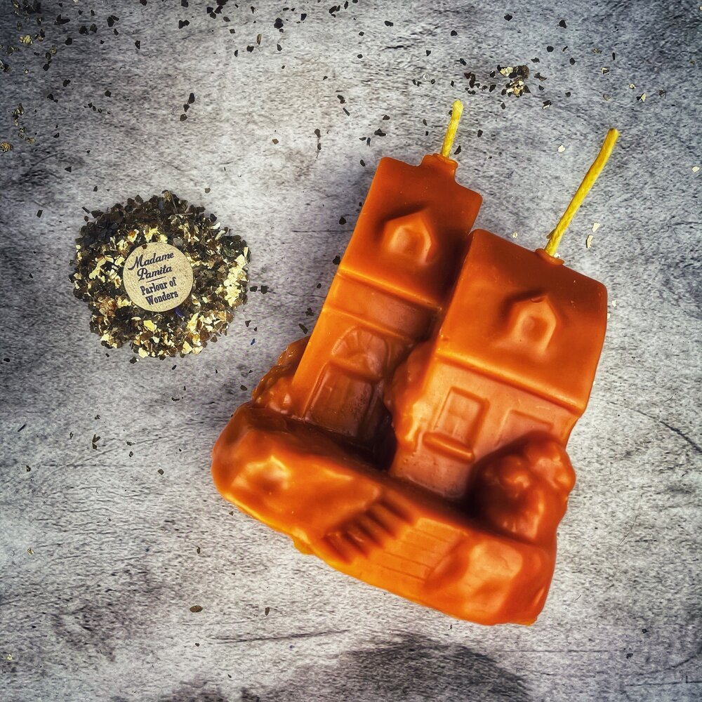 Beeswax Happy House Spell Candle - Home Protection, Harmony &amp; Blessings Magic