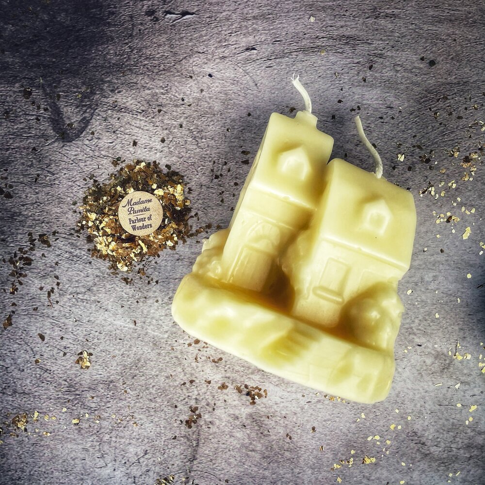 Beeswax Happy House Spell Candle - Home Protection, Harmony &amp; Blessings Magic