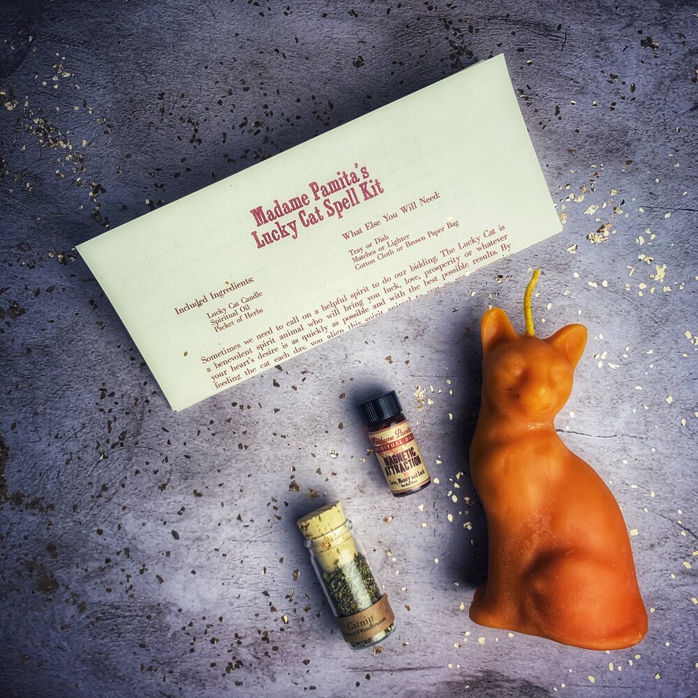 Lucky Cat Candle Spell Kit - Fast Action &amp; Manifestation Magic