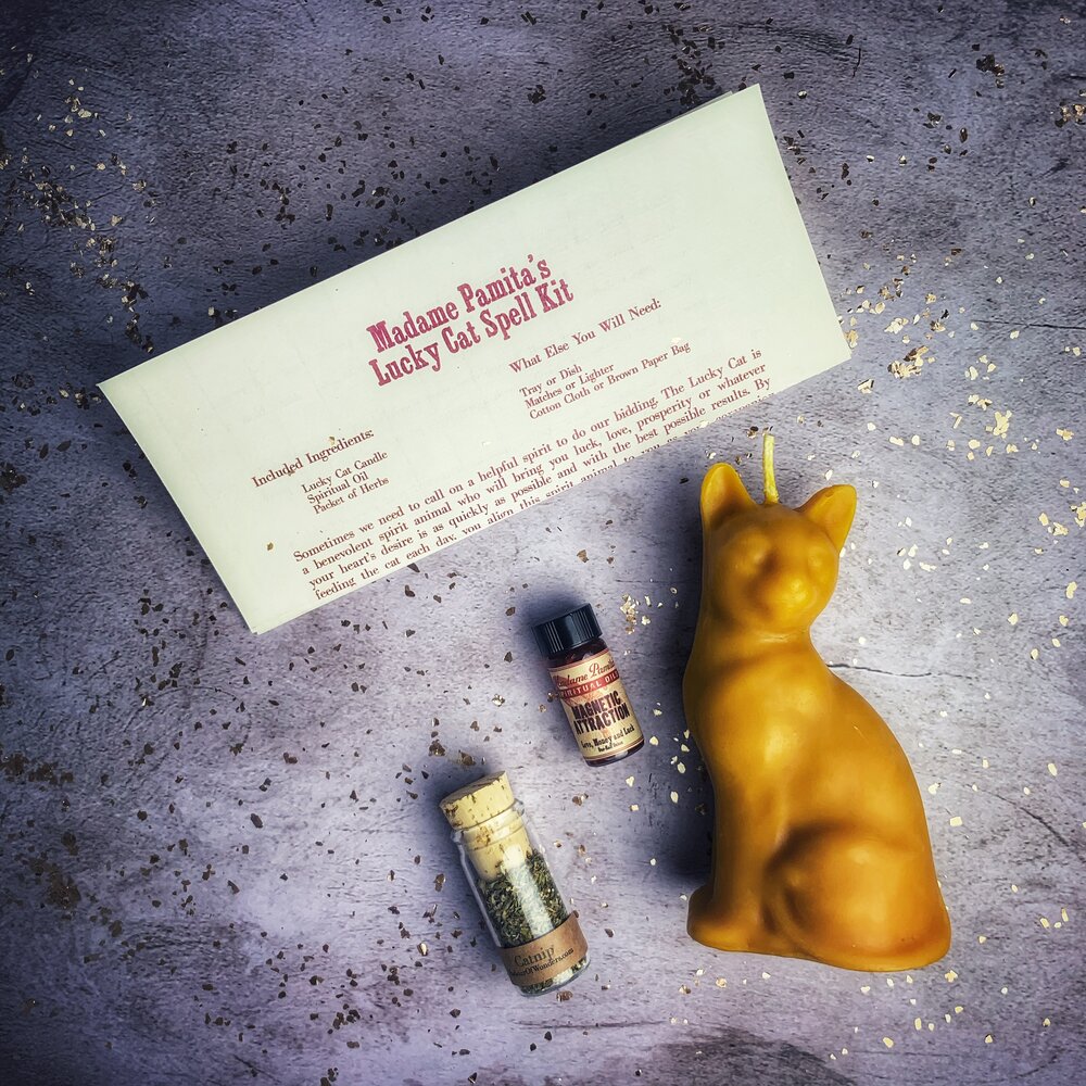 Lucky Cat Candle Spell Kit - Fast Action &amp; Manifestation Magic