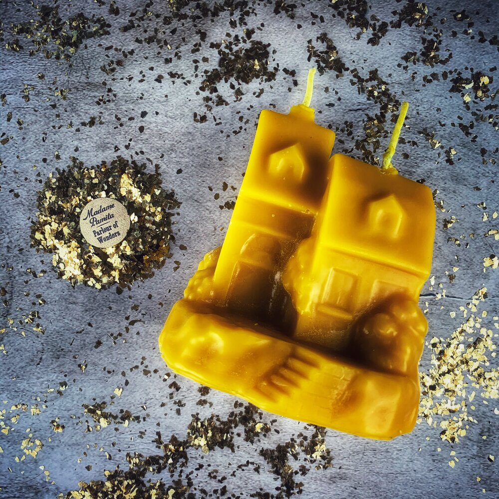 Beeswax Happy House Spell Candle - Home Protection, Harmony &amp; Blessings Magic